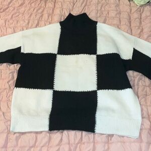 Workshop Republic Clothing Black and White Cowl Neck Sweater